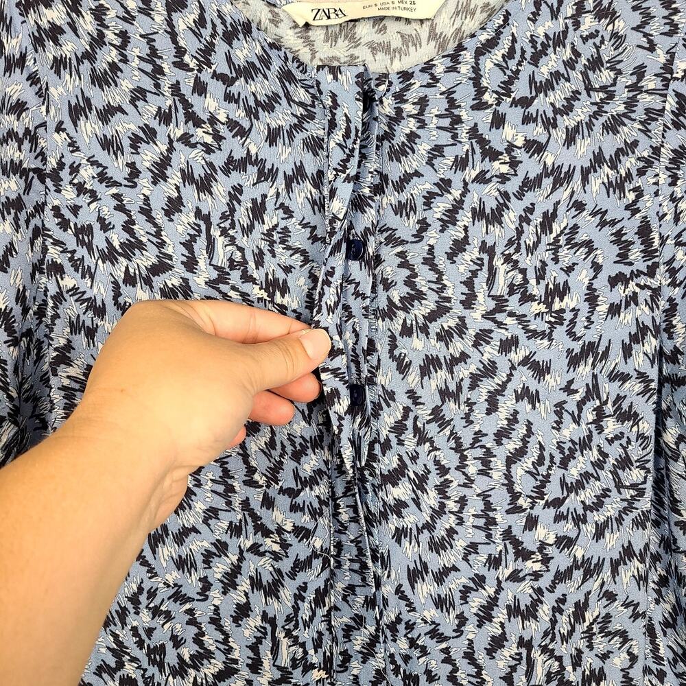 Zara The Angel Prairie Floral Midi Dress Boho Cottagecore Blue Small Tiered - Picture 7 of 10